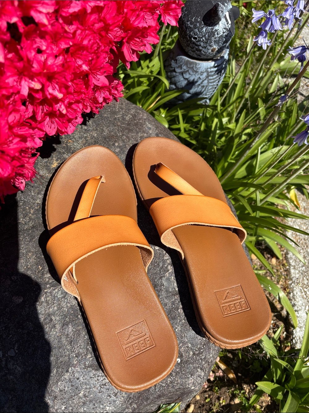 Reef Women's Tan/Orange Slide Sandals